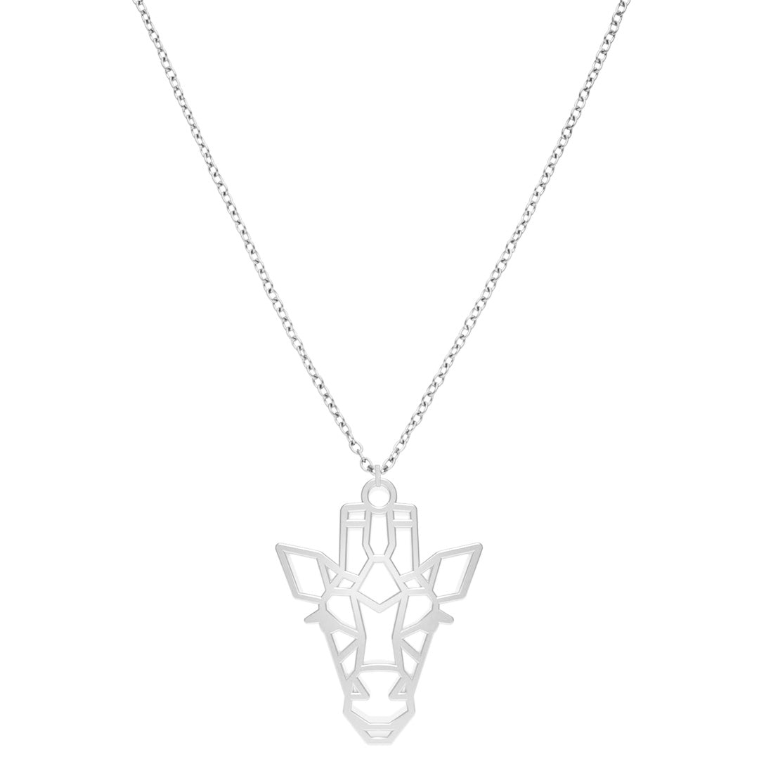Collier Girafe Argent Chaîne #Couleur et collier_Argent avec chaîne