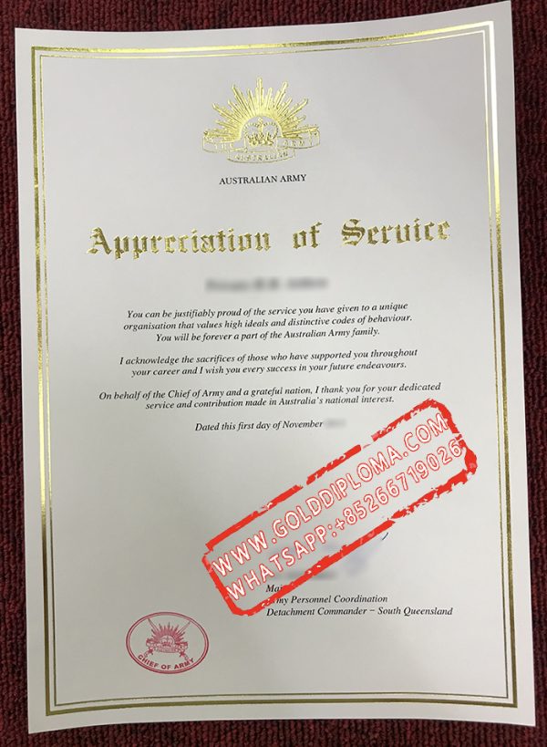 Fake Australia Army Certificate – Buy Fake Diploma|Fake College Diploma ...