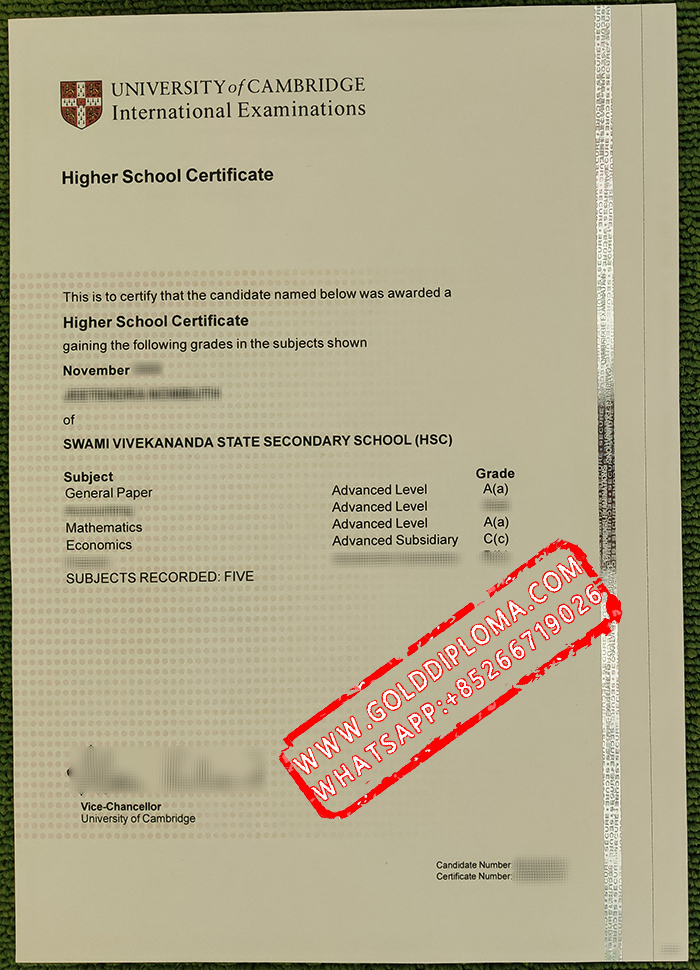 Cambridge Higher School fake certificate