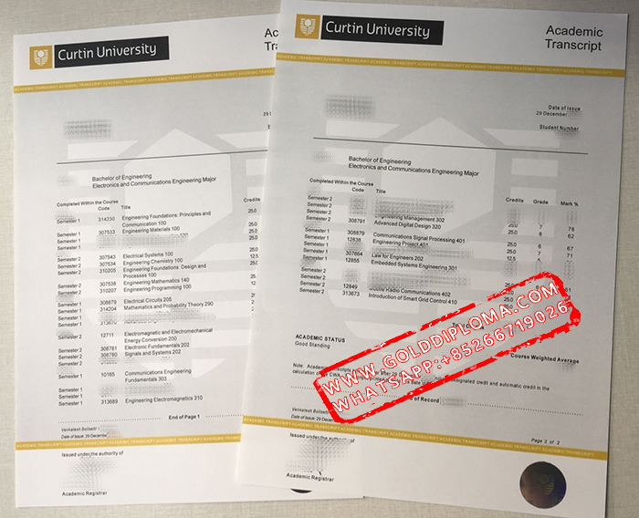 Curtin University of Technology fake transcript