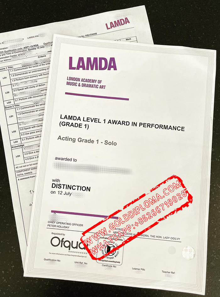 London Academy of Music and Dramatic Art (LAMDA) fake certificate