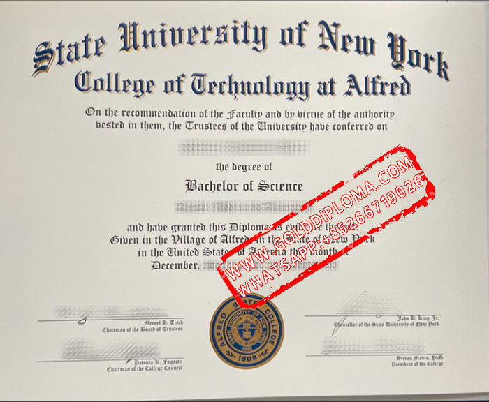 State University of New York College of Technology at Alfred fake diploma