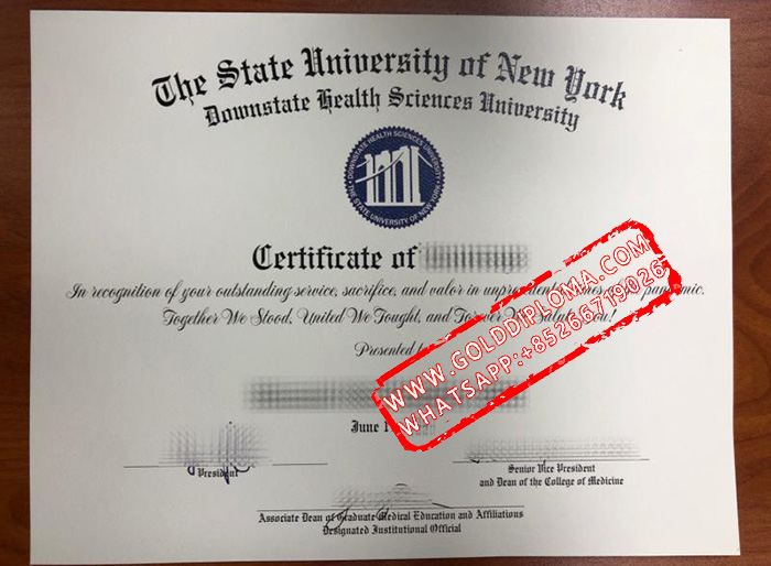 State University of New York Downstate Health Sciences University fake certificate