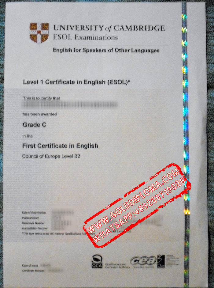 University of Cambridge ESOL Examinations fake certificate