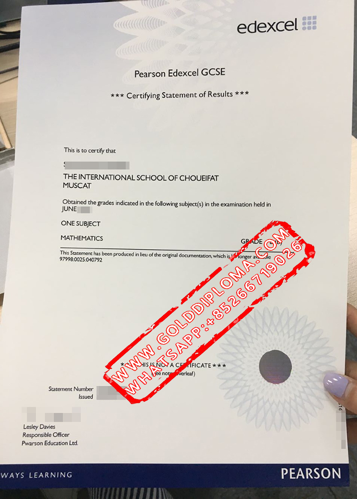 Edexcel GCSE fake certificate