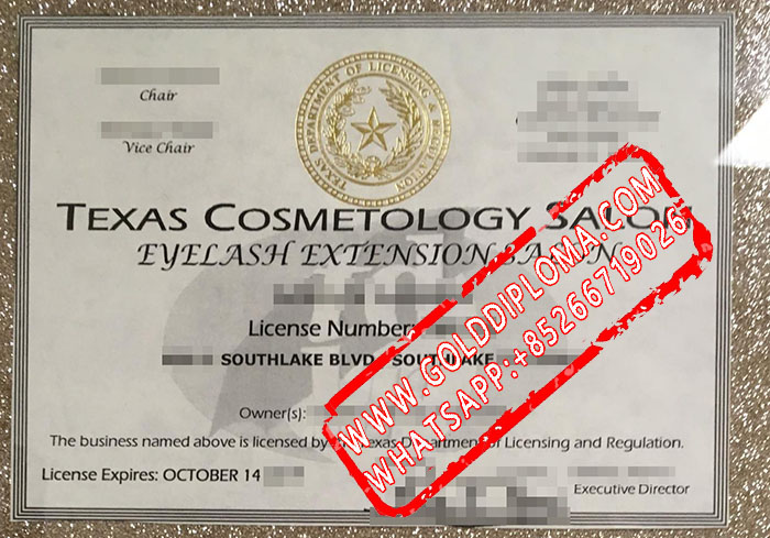 fake Texas Cosmetology Salon License